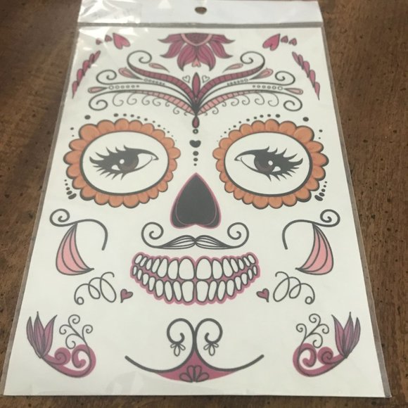 Set of 2 Halloween Temporary Face Mask Tattoos - Picture 4 of 5
